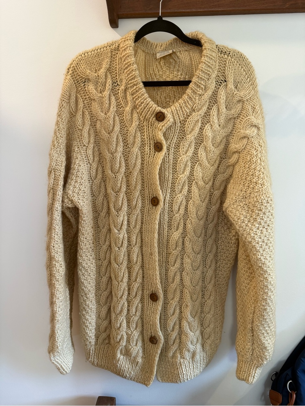 Chunky Cable Knit Button-Front Cardigan - Cream